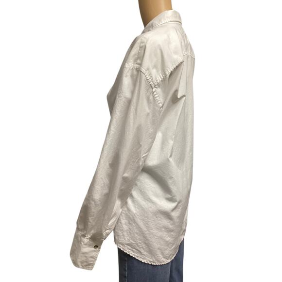 Ralph Lauren white cotton button-up shirt integrated tie-front detail XL - Picture 4 of 6